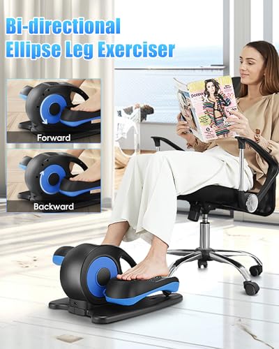 Under Desk Elliptical, Electric Leg Exerciser for Seniors Adults, Quiet Portable Seated Foot Pedal with Remote Control G7774