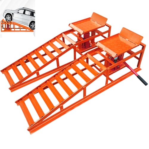 Hydraulic Car and Truck Service Ramps, 11023 Lbs Capacity, Portable Lifts for Oil Changes D8064