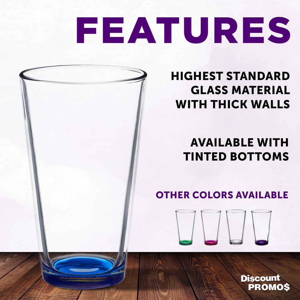 Heavy Duty Beer Pint Glasses 16 oz, Set of 10, Blue R95657