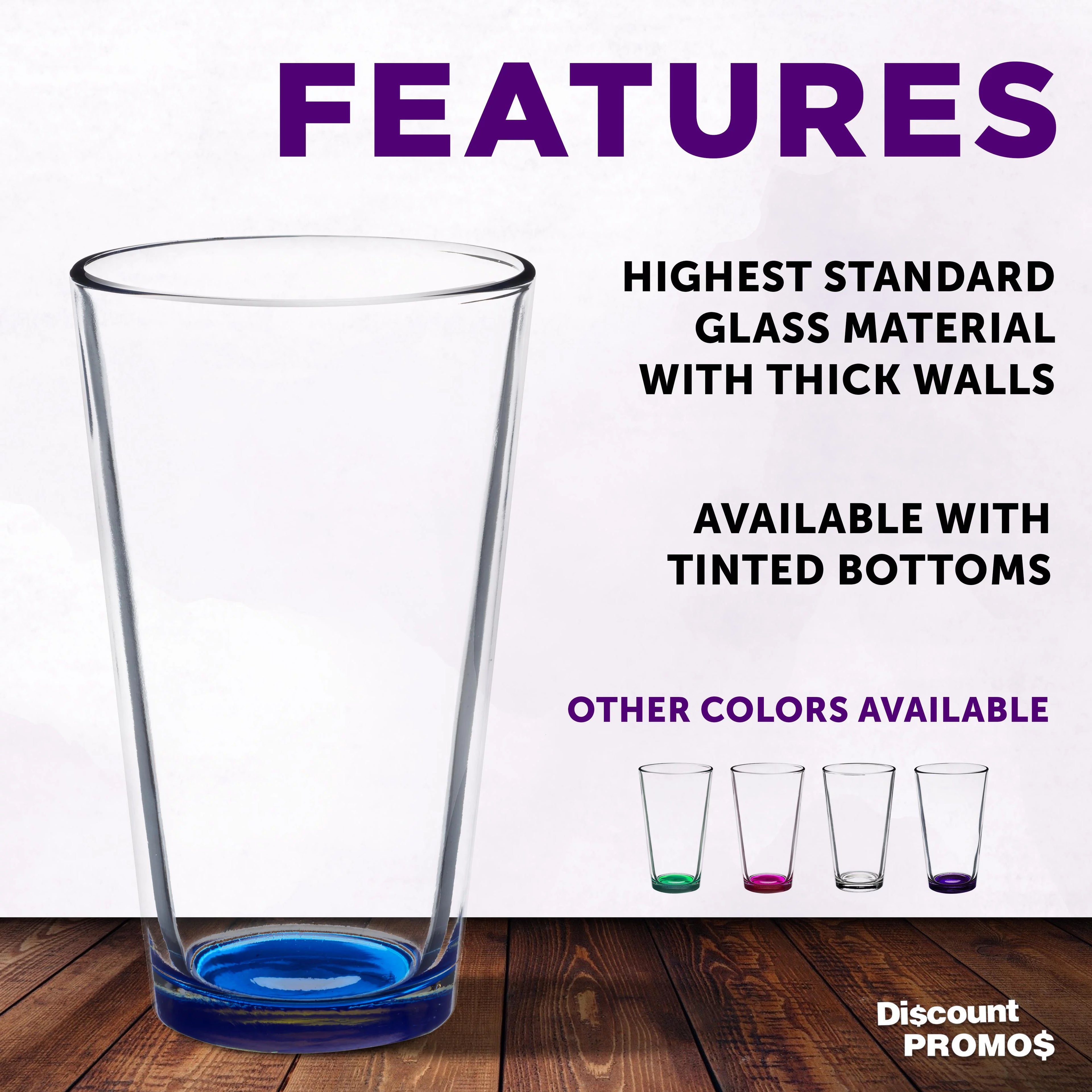 Heavy Duty Beer Pint Glasses 16 oz, Set of 10, Blue R95657