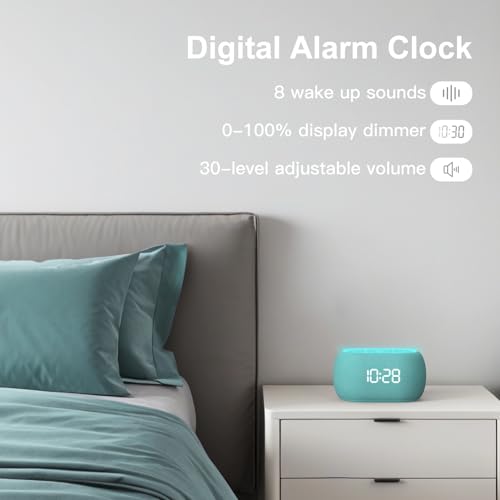 White Noise Sound Machine Alarm Clock with Bluetooth Speaker Q9962