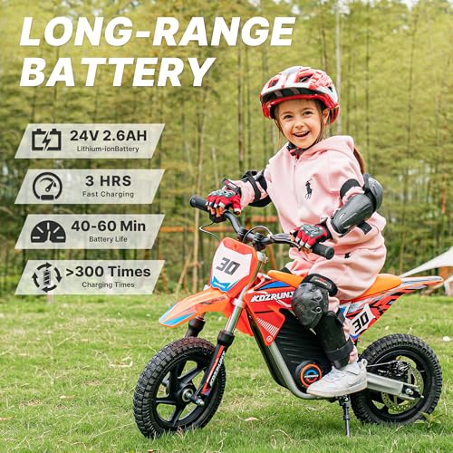 Electric Dirt Bike for Kids Aged 4-8, 350W Brushless Motor, 14'' Off-Road Tires, Blue J66927