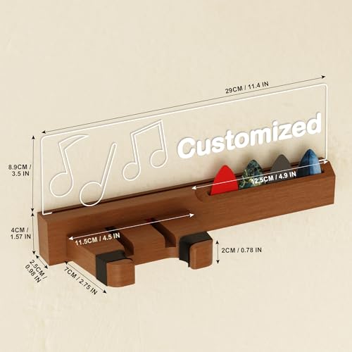 Guitar Wall Mount Stand with LED Lights, Solid Wood & Acrylic, USB-Powered Z93098