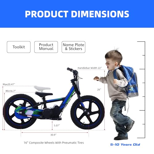 Electric Dirt Bike for Kids Aged 3-6, 170W Motor, 24V Battery, 12IN Tires M30914