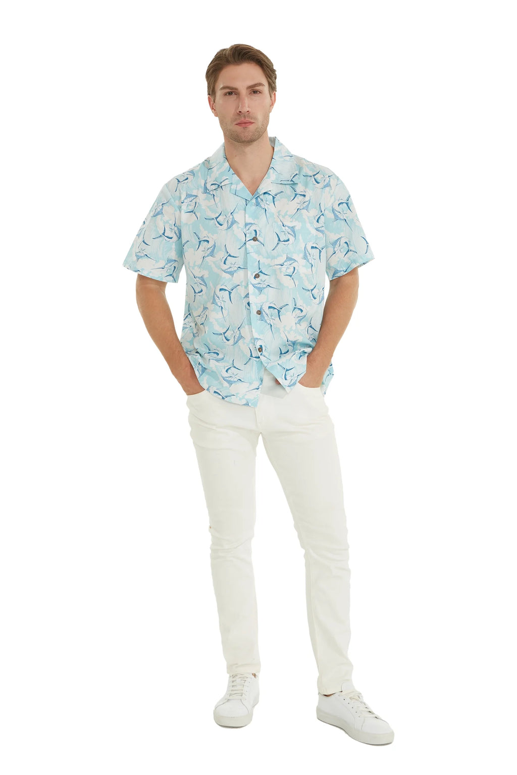 Men's Hawaiian Luau Shirt, Marlin Blue, X-Large Y99746