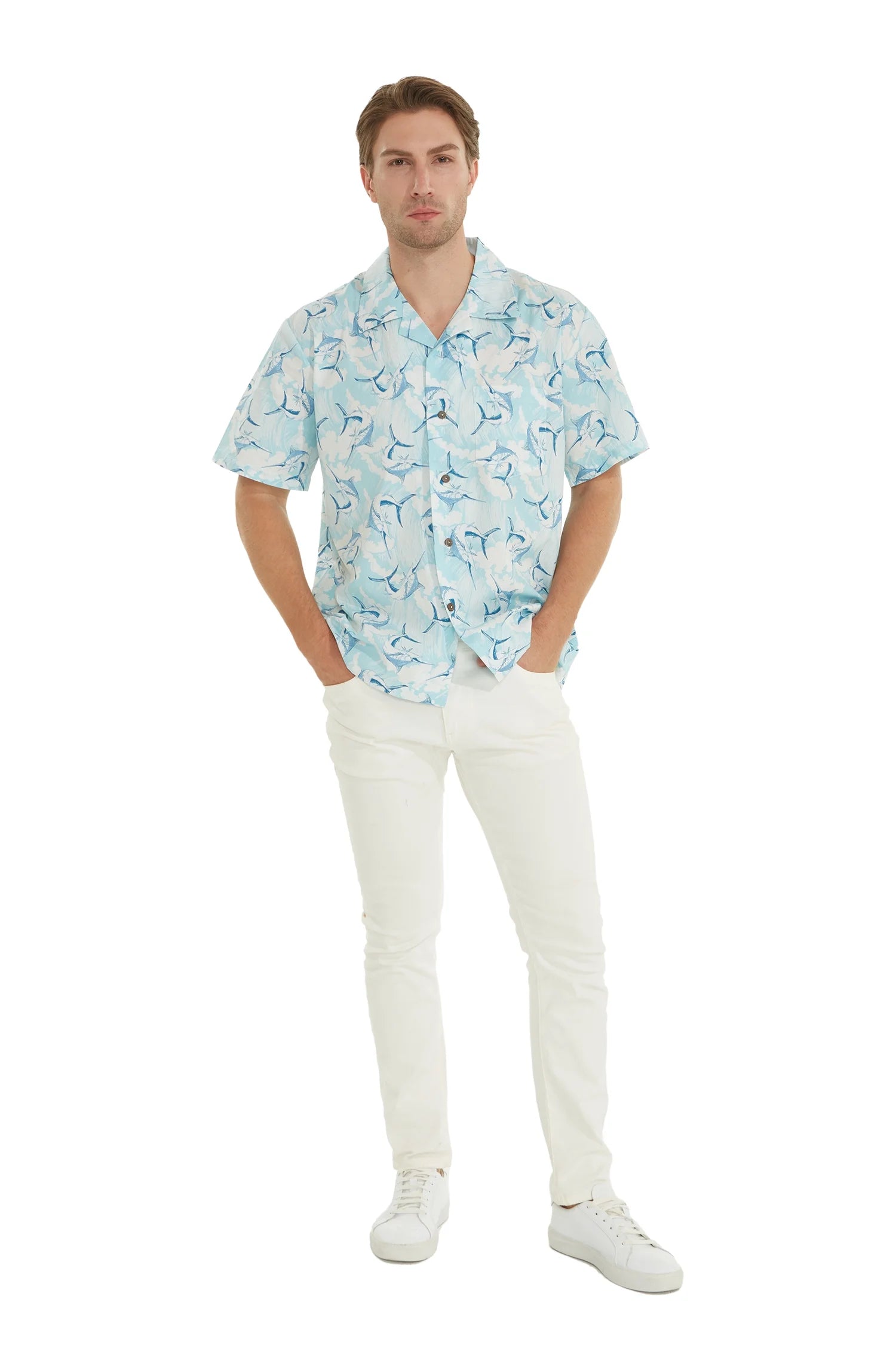 Men's Hawaiian Luau Shirt, Marlin Blue, X-Large Y99746