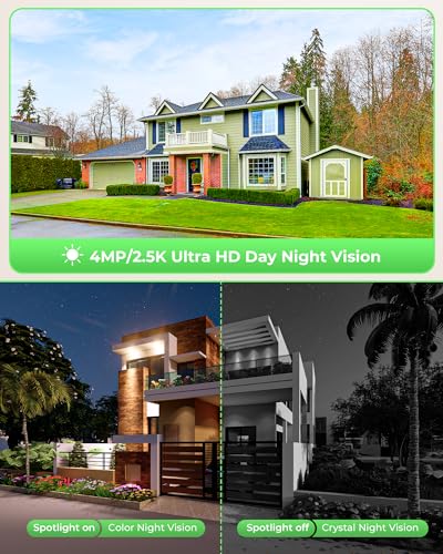 Solar Security Cameras Wireless Outdoor with 10" Monitor, 2K Color Night Vision, 2-Way Audio C3117