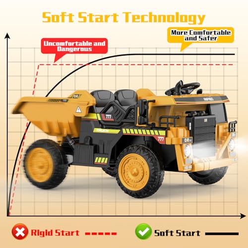 Ride on Dump Truck with Remote Control, Electric Dump Bed, Music Player B413