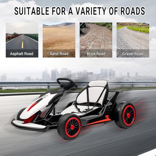Kids Go Kart, 24V Electric Drift Car with Dual 200W Motors, 2-Speed, White B188186