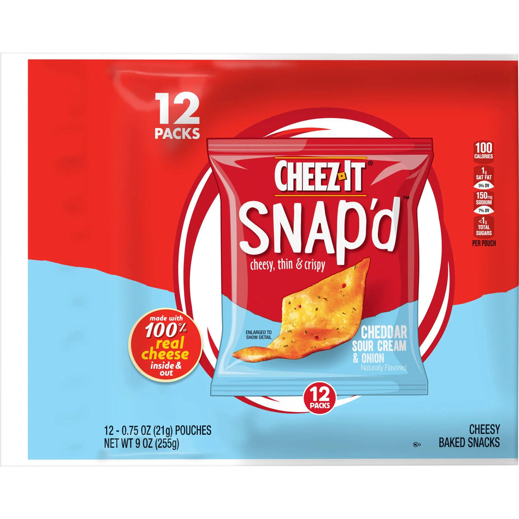 Cheddar Sour Cream Onion Cheese Cracker Chips, 9 oz, 12 Count D5242