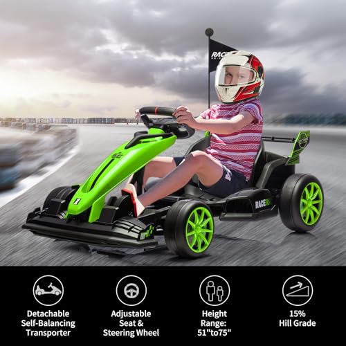 24V Electric Drift Kart for Kids with Adjustable Seat and 8.5MPH Speed Z339
