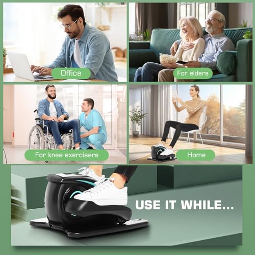 Under Desk Elliptical, Electric Leg Exerciser for Seniors Adults, Quiet Portable Seated Foot Pedal with Remote Control G7774