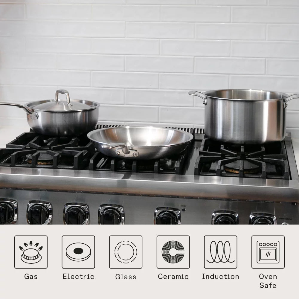 10 Pc Stainless Steel Pot Pan Set, 5 Ply Clad W44128