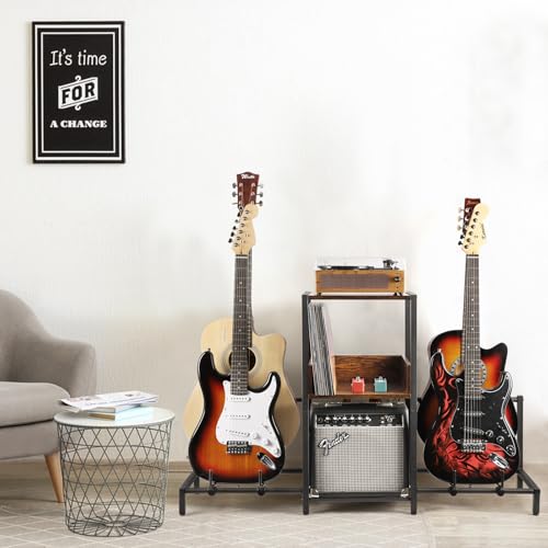 Guitar Rack, 3-Piece Floor Stand with Amp Support, Adjustable Holder for Multiple Instruments X487178