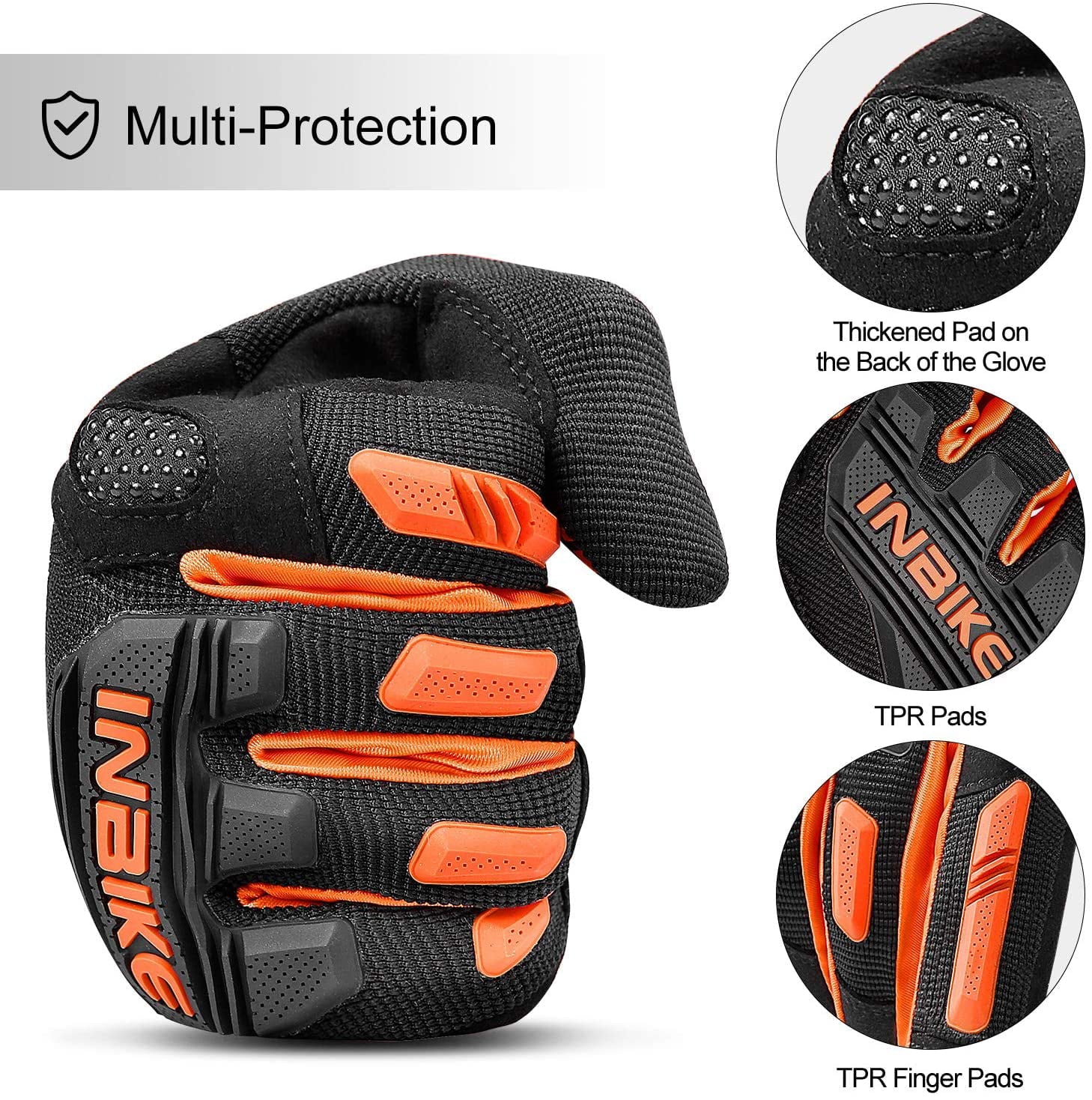 MTB Mountain Bike Gloves Touchscreen with Padded Knuckle Protection K449331