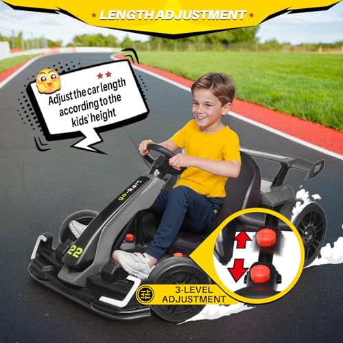 24V Kids Go Kart 300W Electric Drift Kart Outdoor Race Toy with 2X150W Motor, 7AH Battery, Green R238