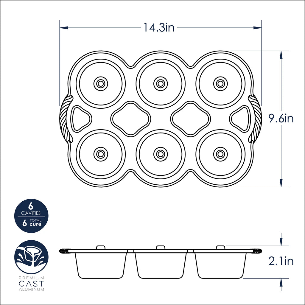 Mini Angel Food Cake Pan, 6-Cavity Nonstick Y2083
