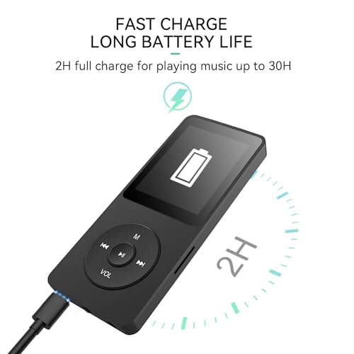 MP3 Player with Bluetooth 5.3, 1.8 Inch Screen, FM Radio, Voice Recorder I138