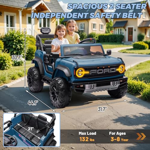 2 Seater Ride On Car for Kids, 24v Electric Truck with Remote Control, Blue O82727