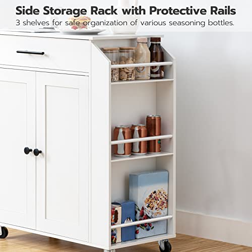 Kitchen Island with Power Outlet and Spice Rack on Wheels D759355