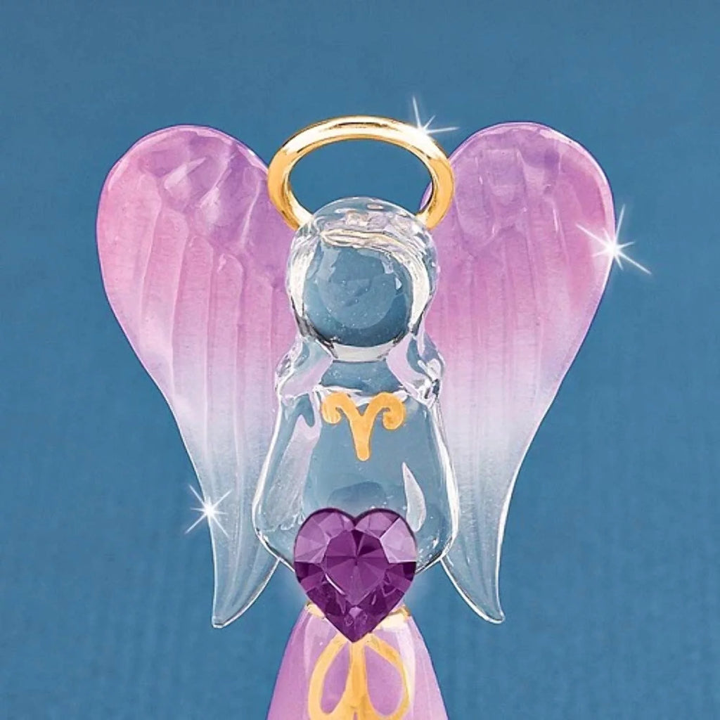 Lavender Angel Figurine with Crystal Heart C870