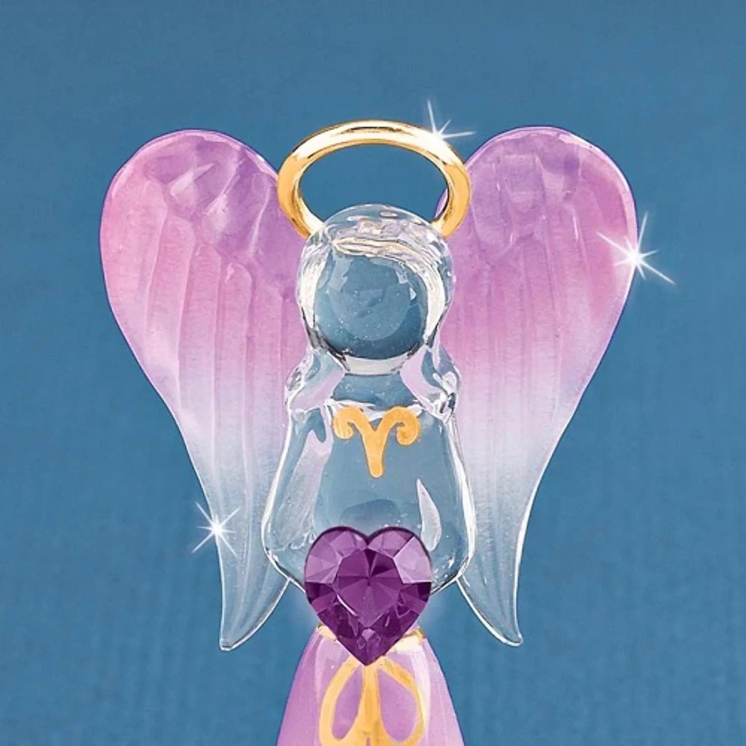 Lavender Angel Figurine with Crystal Heart C870