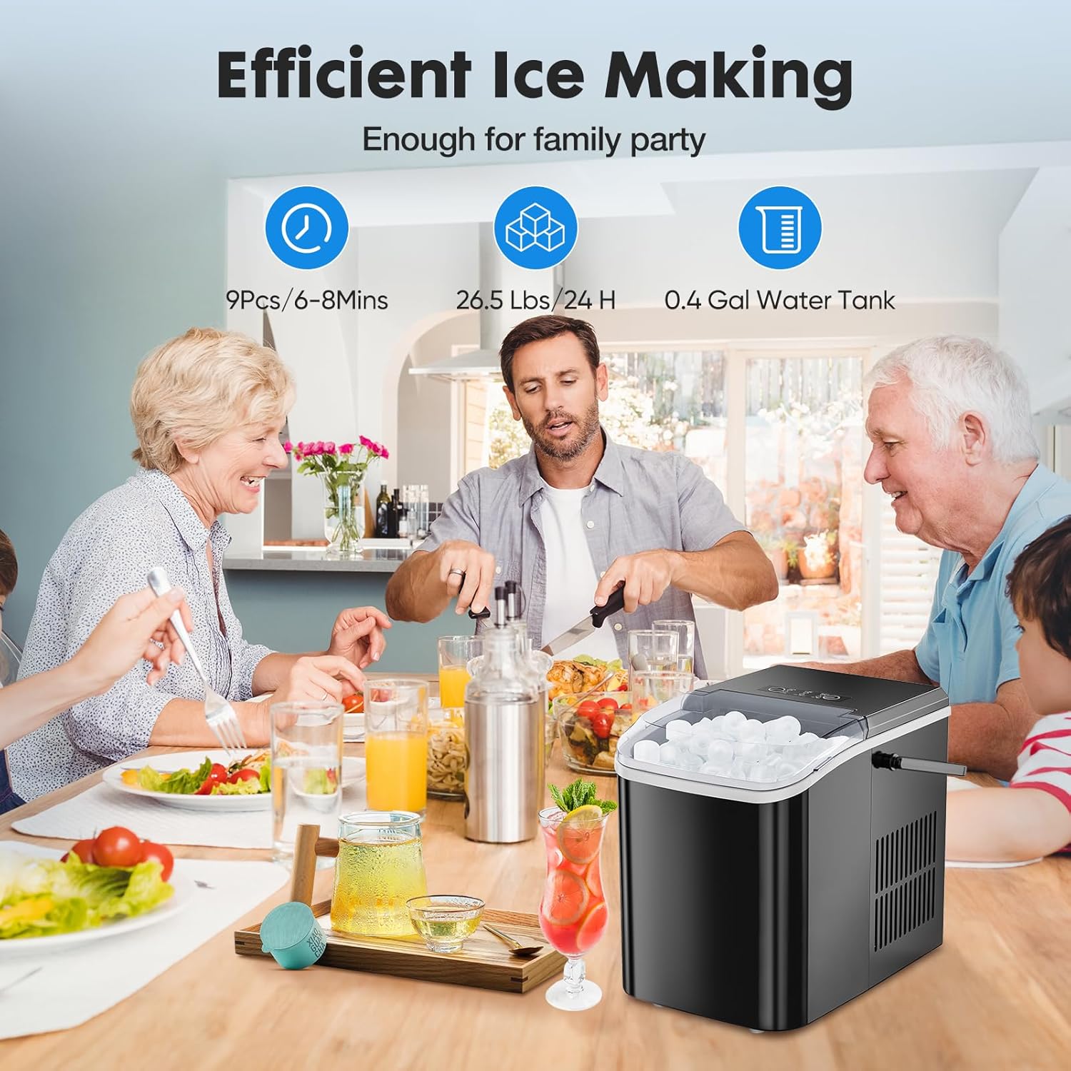 Ice Maker Countertop, Portable Mini Ice Machine, Self-Cleaning, 2 Ice Sizes R31547