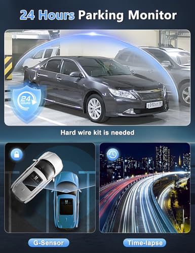 Dash Cam Front and Rear, 4K+1080P WiFi Dual Dash Cam with App, 3" IPS Screen, Night Vision, 24/7 Parking Monitor X881