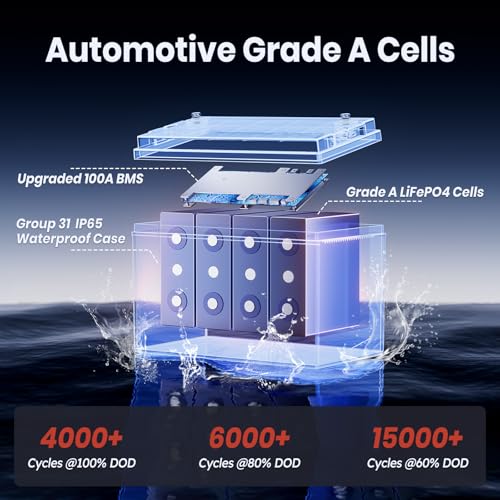 12V 100Ah LiFePO4 Marine Battery with Low-Temp Protection and 100A BMS X724