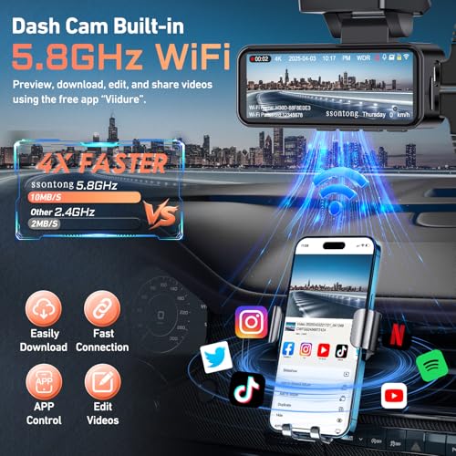 4K Dash Cam Front and Rear with WiFi GPS, 3.2" Screen, Night Vision O3771