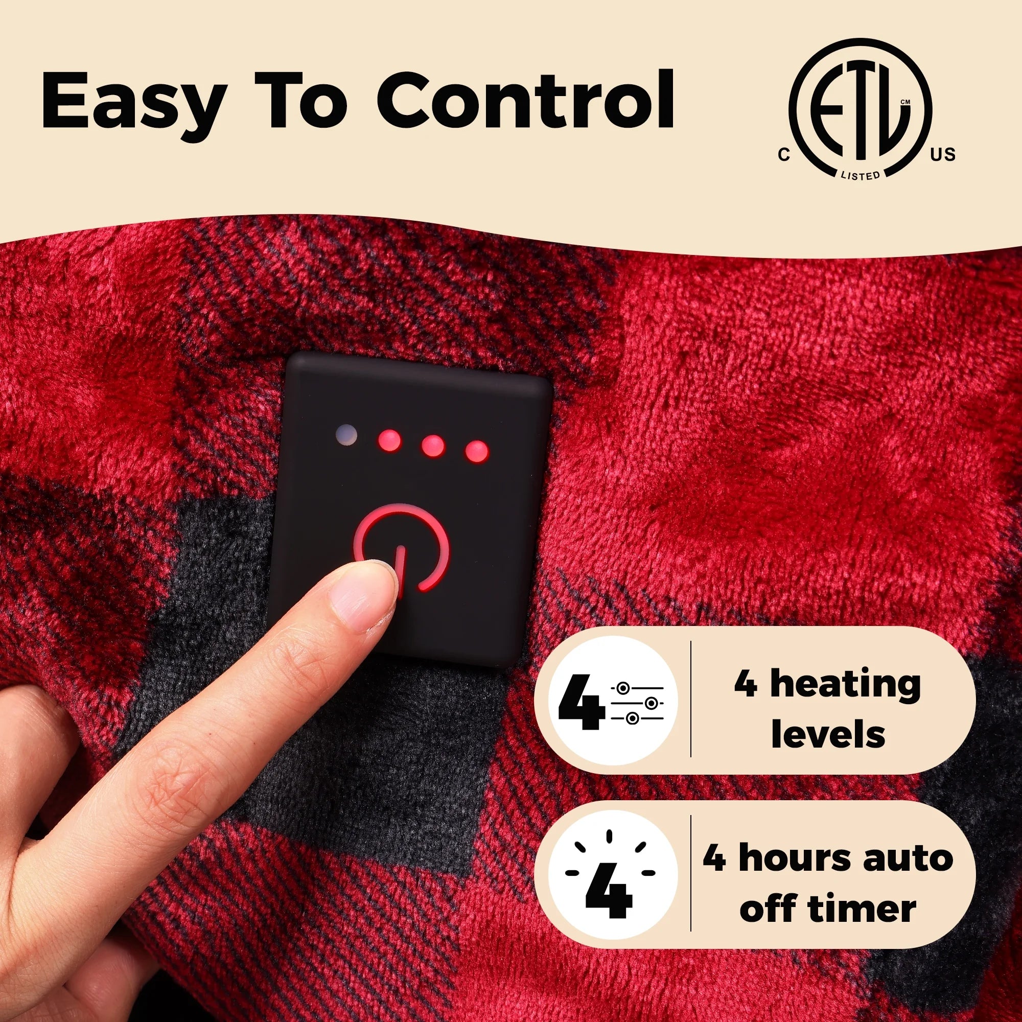 Heated Throw Blanket with Auto Shutoff, Machine Washable L812