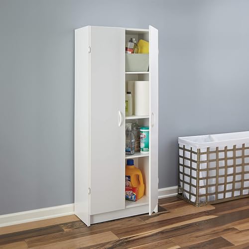 Pantry Cabinet with 2 Doors and Adjustable Shelves, White D388846