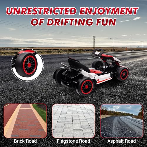 Electric Drift Kart with Adjustable Seat, 24V Ride On Toy for Kids G7951