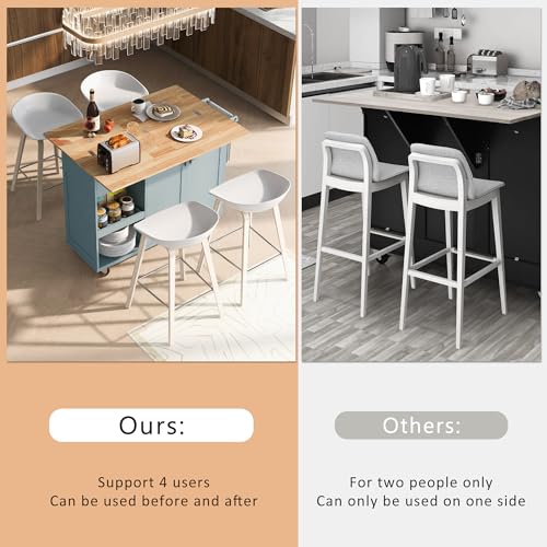 Large Kitchen Island with Drop Leaf, Rolling Cart, Power Outlet R822