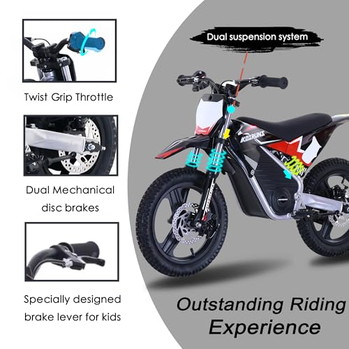 Electric Dirt Bike for Kids Aged 4-8, 350W Brushless Motor, 14'' Off-Road Tires, Blue J66927