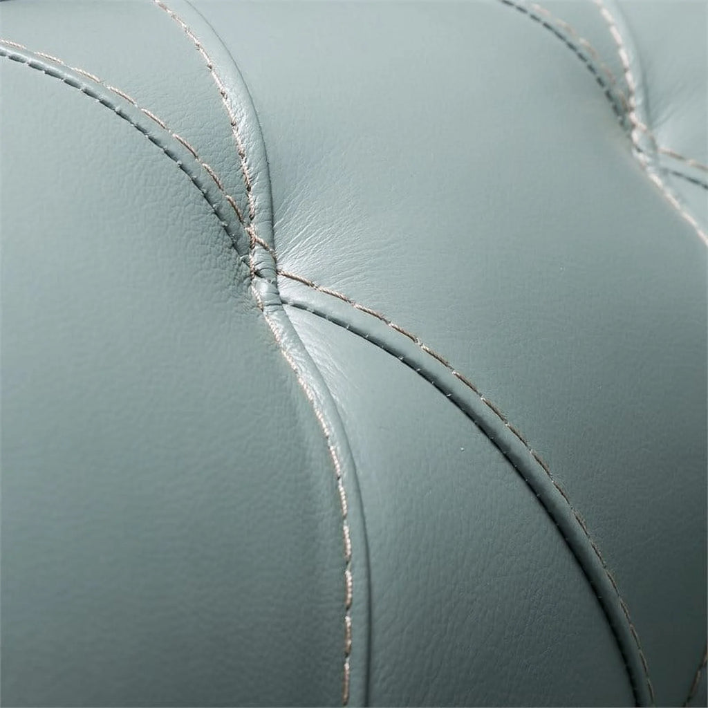 Spa Green Leather Tufted Sofa X8013