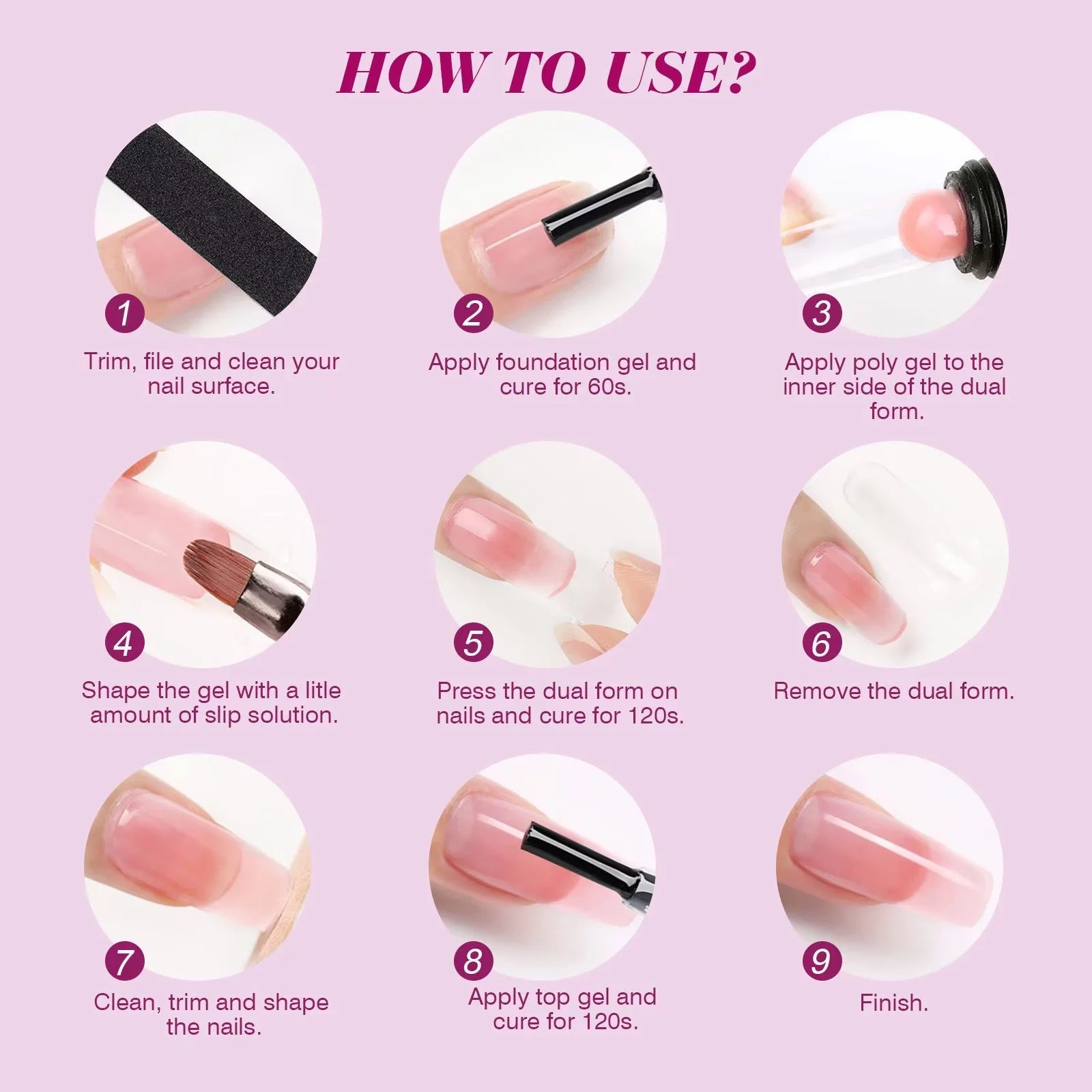 Poly Extension Gel Nail Kit with Nail Lamp, Base and Top Coat L85287