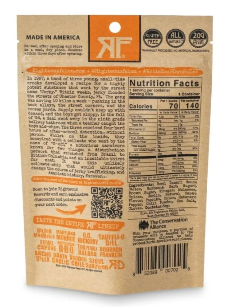 Gluten Free Habanero Beef Jerky 2oz Resealable Bag S7924
