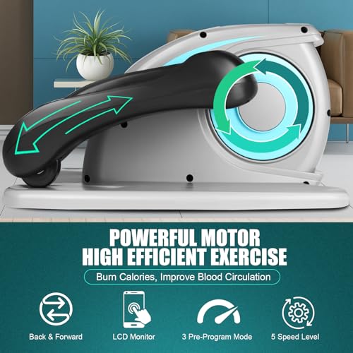Under Desk Elliptical, Electric Leg Exerciser for Seniors Adults, Quiet Portable Seated Foot Pedal with Remote Control G7774