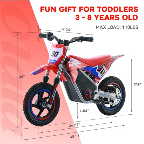 Electric Dirt Bike for Kids Aged 4-8, 350W Brushless Motor, 14'' Off-Road Tires, Blue J66927