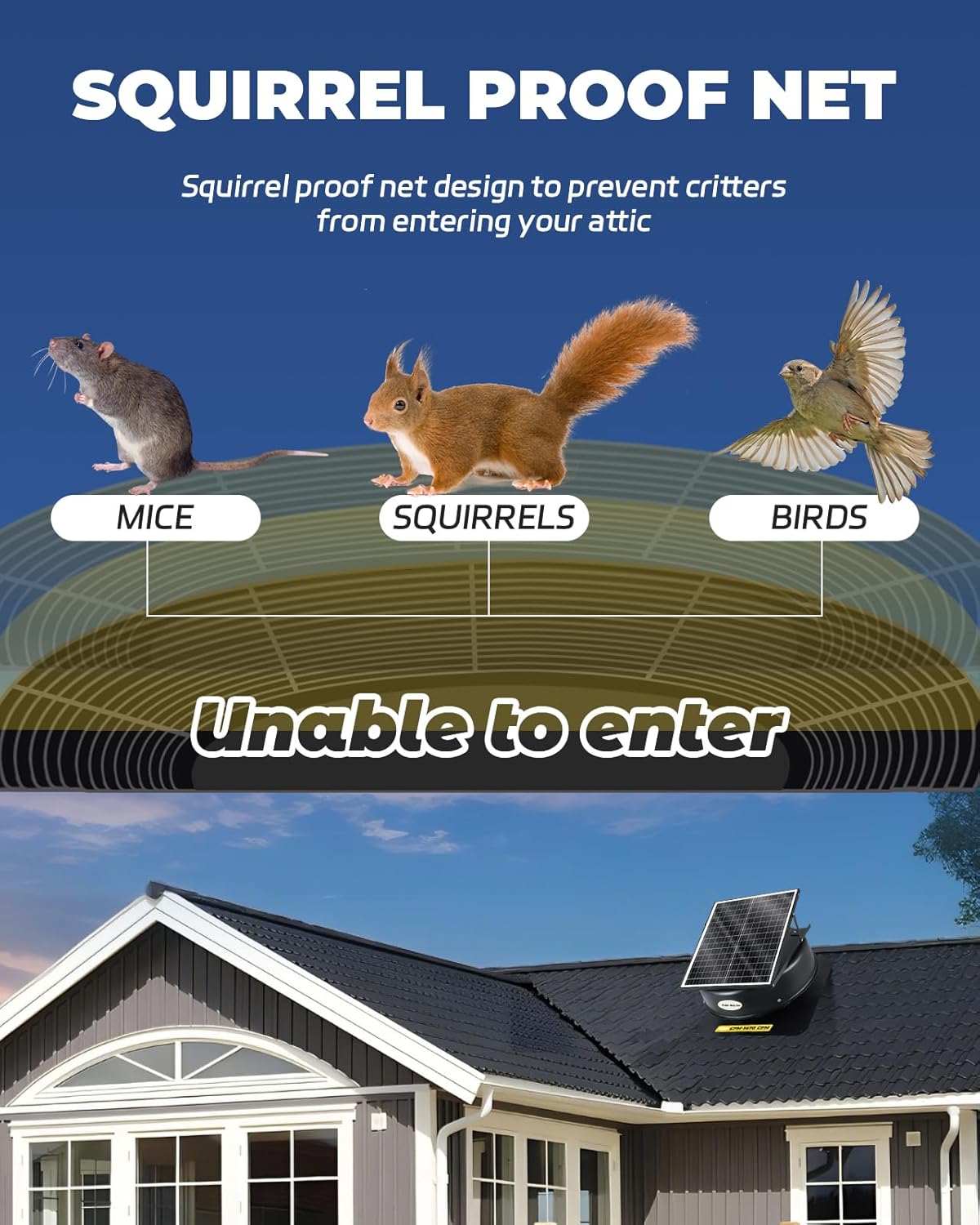 Solar Attic Fan with Remote Control, 40 Watt Roof Exhaust Fan R14384