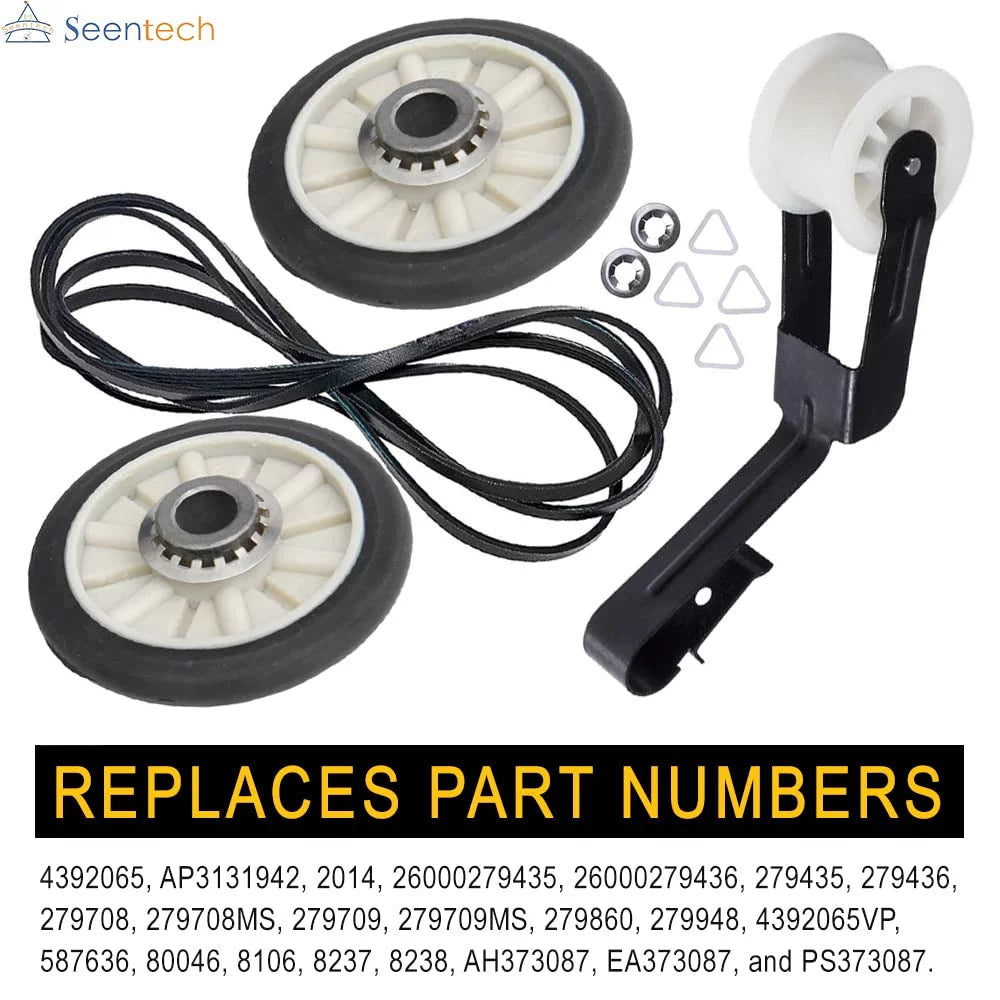 Dryer Repair Kit with Drum Roller, Idler Pulley and Belt W63460