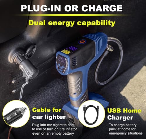 Portable Tire Inflator Air Compressor for Car Tires, 150PSI, 12V DC W9461