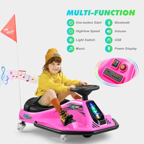 24V Electric Drifting Go Kart for Kids with Brushless Motor, Pink G891