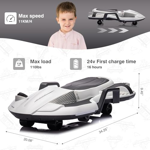 24V Electric Ride On Toy for Kids, Drift Cart with Side Handlebars, LED Lights & Music D29191