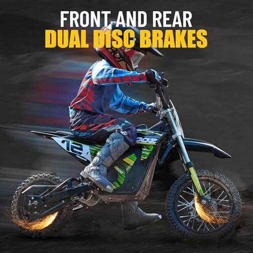 Electric Dirt Bike for Kids, 3 Speed Modes, 18 MPH, 15 Miles Range, Dual Suspension, Disc Brake, 16" Tire, Orange H40536