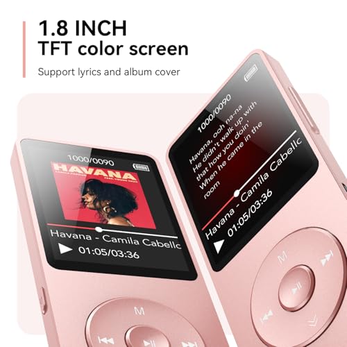 MP3 Player with Bluetooth 5.3, 1.8 Inch Screen, FM Radio, Voice Recorder I138