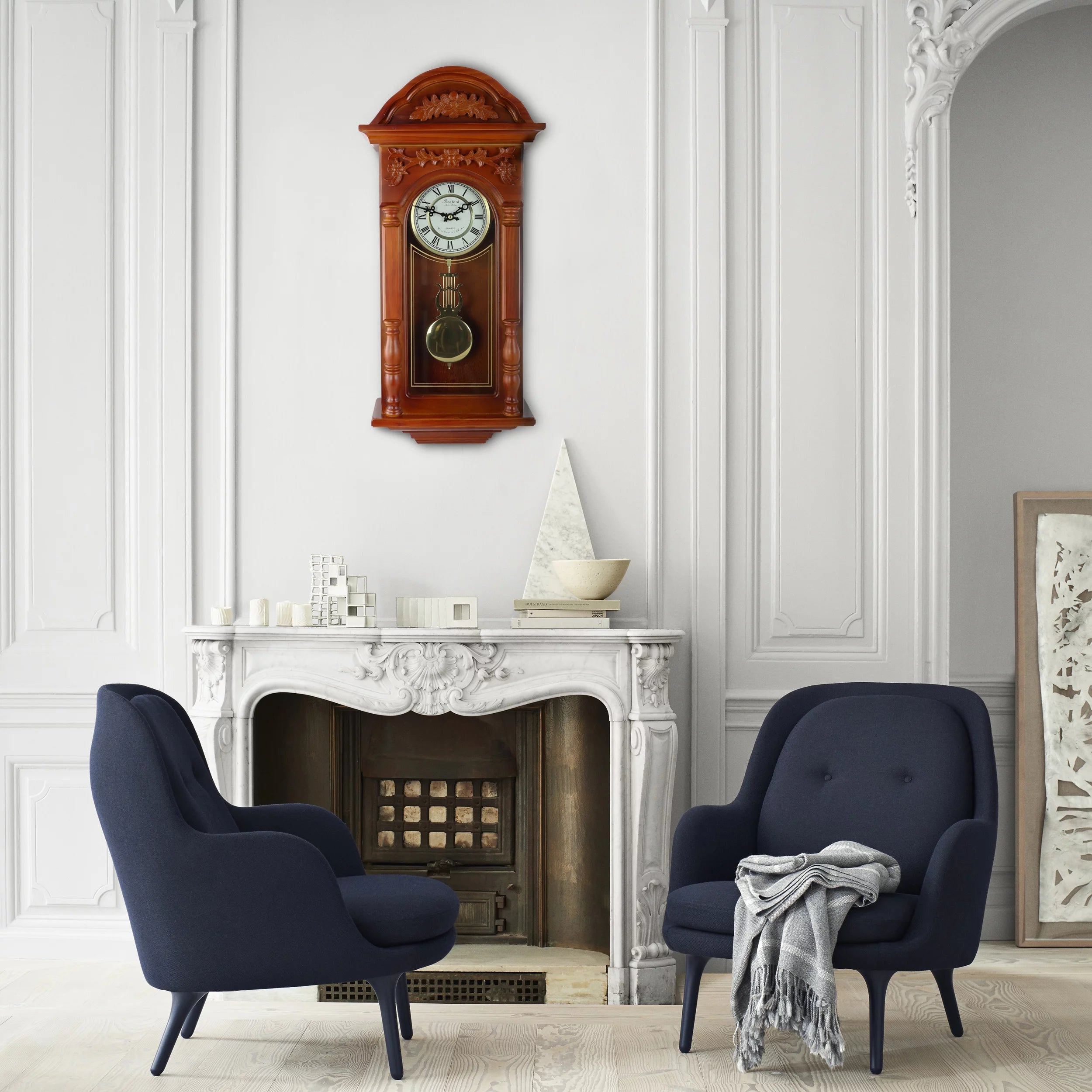 Antique Chiming Wall Clock with Roman Numerals S743875