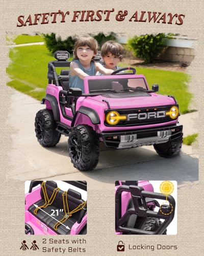 24V Ride on Car for Big Kids, 2 Seater with Remote Control, Pink O4976