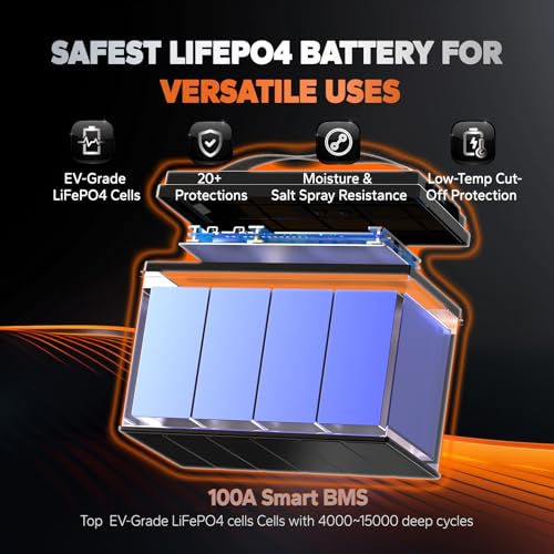 12V 100Ah LiFePO4 Battery Group 31 with Built-in 100A BMS N133